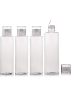 SYBL 5 oz Clear Plastic Empty Bottles Travel Bottle Container with Flip Cap BPA -free Sample Tube Jars for Cosmetic Bath Shower Gel Lotion Liquid Shampoo - Set of 4 