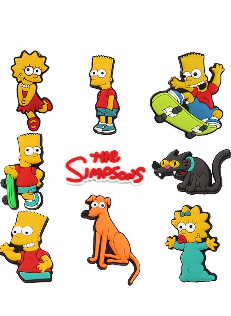 SYOSI Crocs Charms, 9 PCS The Simpsons Shoe Charms Fits for DIY Clog Sandals Decoration, Croc Accessories Charms for Boys Girls Teens Kids Birthday Party Gifts - Image 1