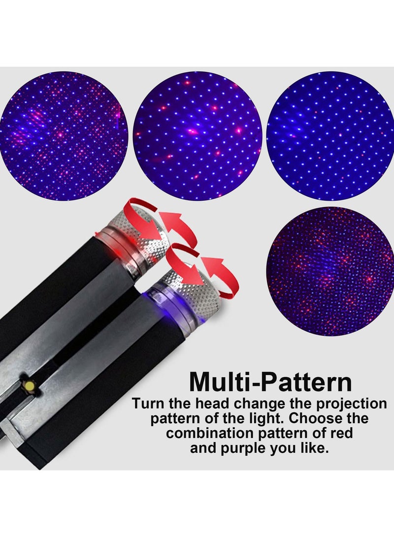 Generic Dual Head Car Mounted Usb Star Projector Night Light, 360 ° Adjustable Romantic Starry Sky Projector Car Light, Suitable For Bedroom, Car, Party, Wall, Ceiling Atmosphere Lighting, Portable Indoor Decoration Car Ceiling Light, Red+Purple Blue  - Image 2