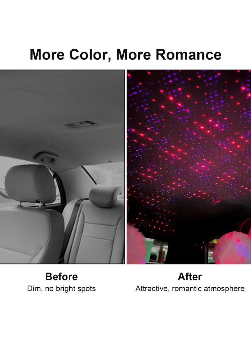 Generic Dual Head Car Mounted Usb Star Projector Night Light, 360 ° Adjustable Romantic Starry Sky Projector Car Light, Suitable For Bedroom, Car, Party, Wall, Ceiling Atmosphere Lighting, Portable Indoor Decoration Car Ceiling Light, Red+Purple Blue  - Image 4