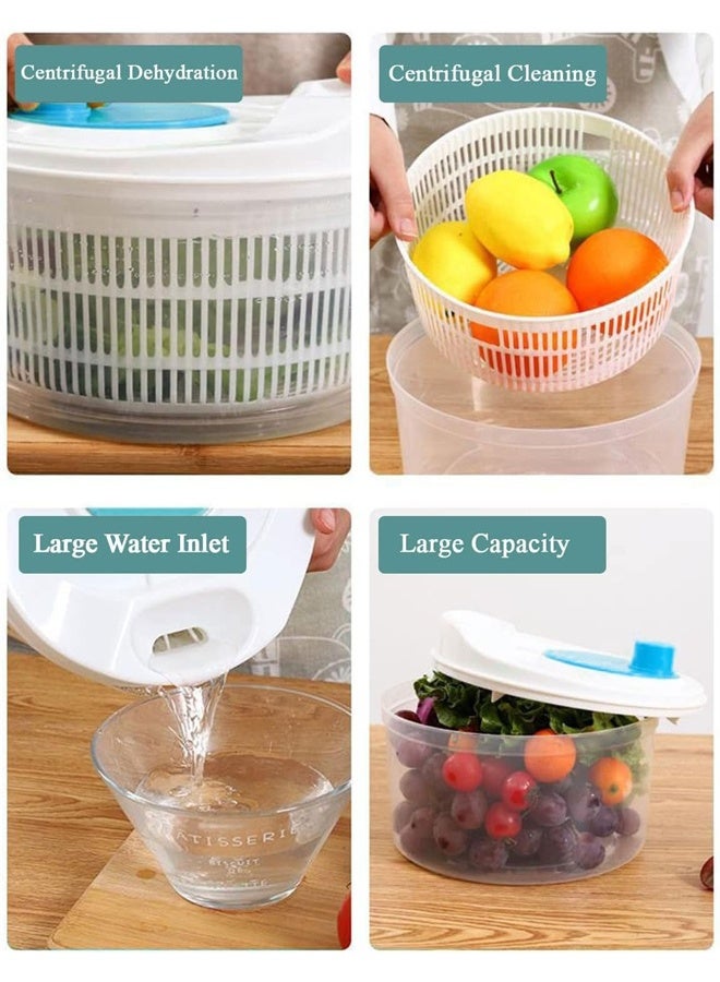 HOMESTAR Large Capacity Salad Spinner,Fruit and Vegetable Washer, Vegetable Quick Dryer Oil Shaker Dry off and Drain Vegetable Wash, Salad Making Bowl with Plastic Colander, Blue - Image 3