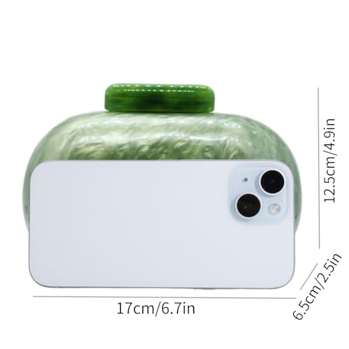 GSYPS Acrylic Evening Clutch Bag for Women Shell Shape Shoulder Crossbody Bag Glitter Marble Purse Handbag A-Grass Green - Image 2