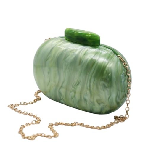 GSYPS Acrylic Evening Clutch Bag for Women Shell Shape Shoulder Crossbody Bag Glitter Marble Purse Handbag A-Grass Green - Image 3