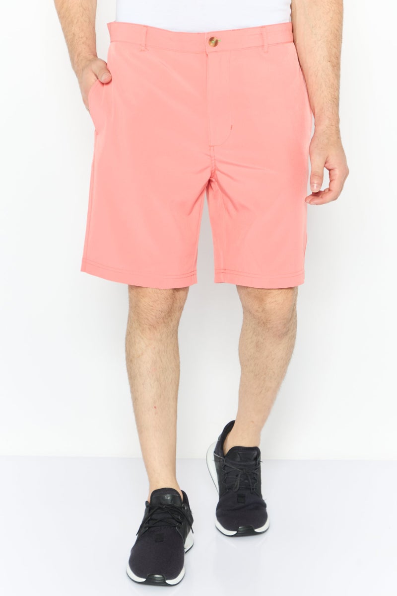 Tailorbyrd Men Plain Basic Shorts, Coral - Image 1