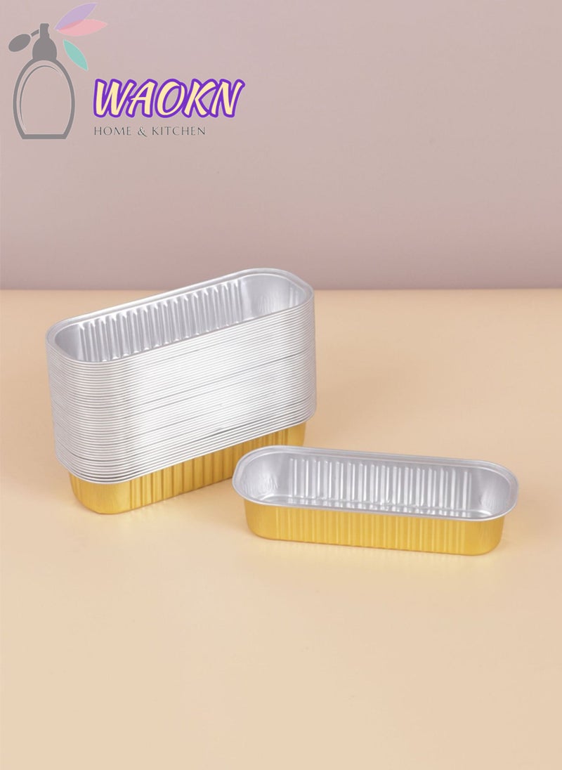 WAOKN - 25-Pieces Disposable Aluminum Foil Baking Pan Cake Pan Cake Tray for Oven Baking Cooking Air Fryer Liners Oil-proof Water-proof Food Grade Aluminum Foil For Baking Frying Grilling Roasting Microwave - Image 1