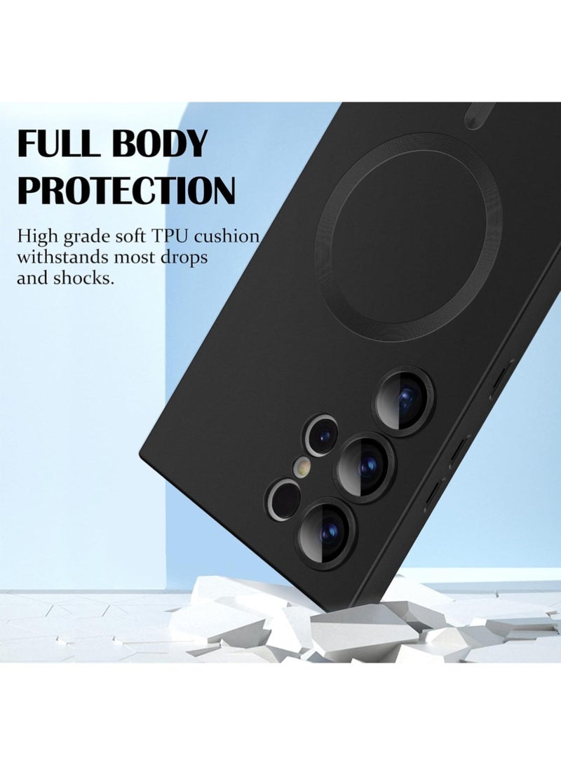 Samsung Galaxy S24 Ultra Case Cover with Full Camera Lens Protection, Soft TPU Anti-Scratch Shockproof Phone Case with Wireless Charging for Samsung Galaxy S24 Ultra 5G, Black - Image 2