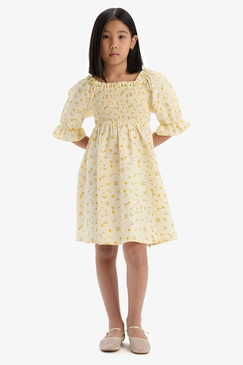 ديفاكتو Girl Patterned Cotton Short Sleeve Dress