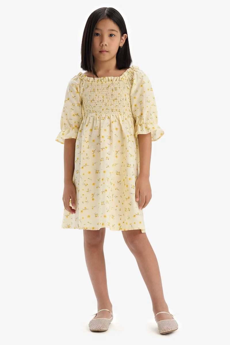 ديفاكتو Girl Patterned Cotton Short Sleeve Dress
