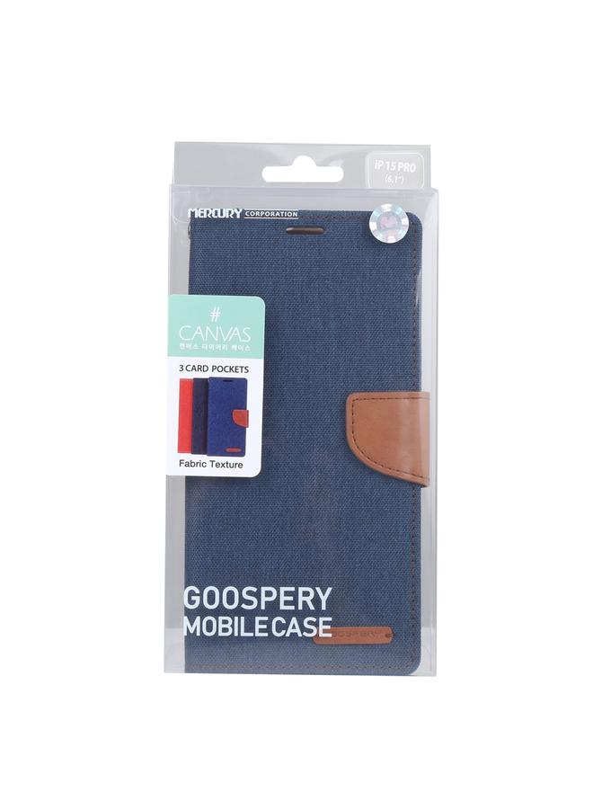 GOOSPERY Case For iPhone 15 Pro Max CANVAS DIARY Fabric Texture Flip Leather Phone Case  - Image 4
