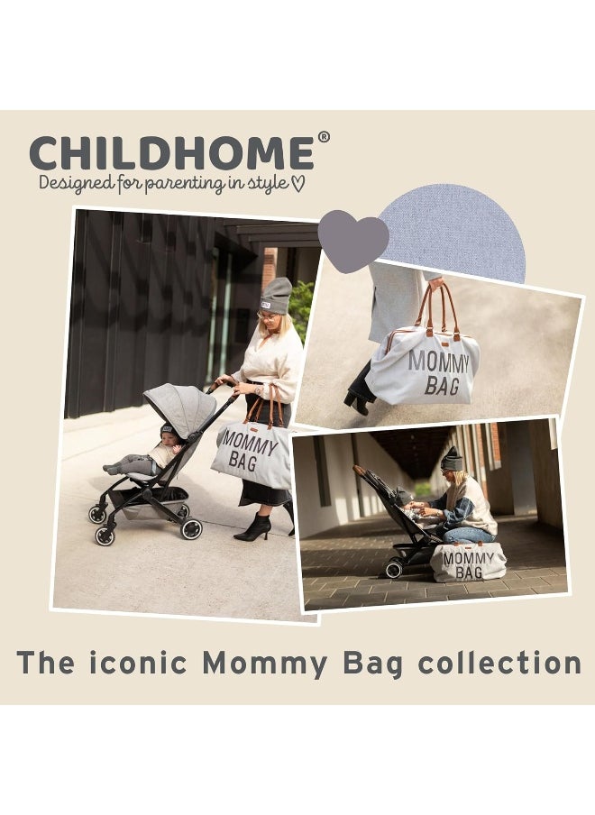 CHILDHOME Mommy Bag, Changing Bag, Maternity Travel Bag, Large Capacity, Changing Mat, Adjustable Shoulder Strap, Divided, Cool Bag, Suitcase Passage, Jersey Grey  - Image 2