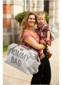 CHILDHOME Mommy Bag, Changing Bag, Maternity Travel Bag, Large Capacity, Changing Mat, Adjustable Shoulder Strap, Divided, Cool Bag, Suitcase Passage, Jersey Grey  - Image 4
