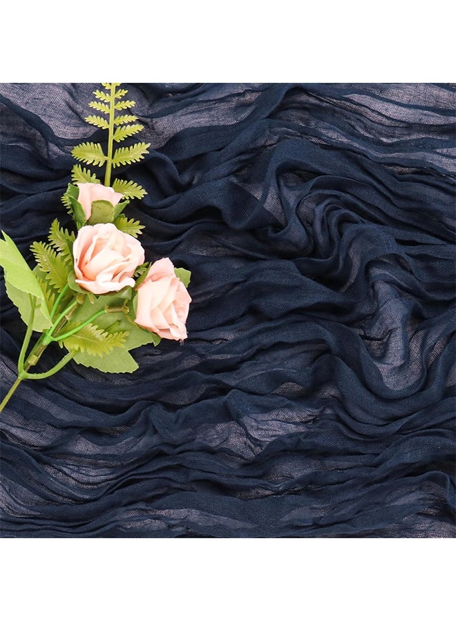 Navy Blue 10FT Cheesecloth Table Runner Boho Gauze Fabric Table Runner Rustic Sheer Runner for Wedding Bridal Baby Shower Birthday Party Boho Table Decor（1 Pack Navy Blue） - Image 5