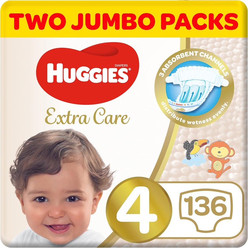 Huggies Extra Care Size 4 Diapers - Twin Jumbo Pack - Image 1