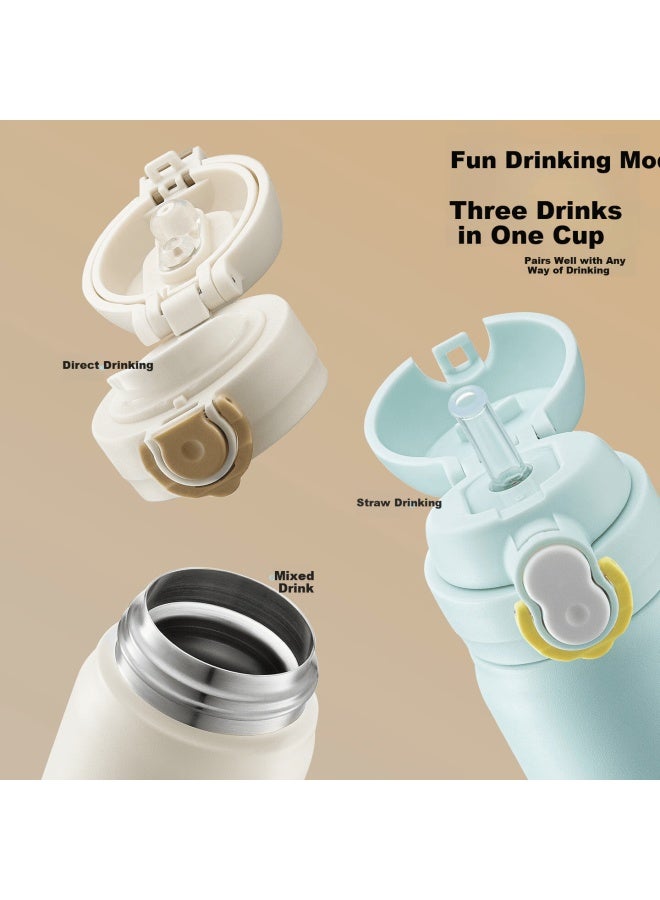 Tafuco Straw Insulated Direct Drinking Cup Student Water Bottle Dual Drinking Cup 316l Stainless Steel Women's Thermos T2156 - Image 4