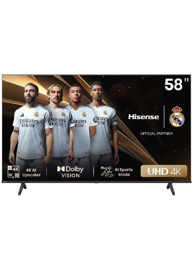 58 Inch 4K AI Upscale UHD Smart TV | 60Hz | Precision Colour | Dolby Vision | Game Mode PLUS | VIDAA Smart TV | Voice Control | Model 2024 | 58A6N Black