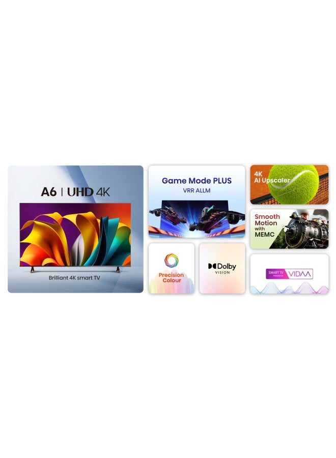 Hisense 58 Inch 4K AI Upscale UHD Smart TV | 60Hz | Precision Colour | Dolby Vision | Game Mode PLUS | VIDAA Smart TV | Voice Control | Model 2024 | 58A6N Black - Image 4