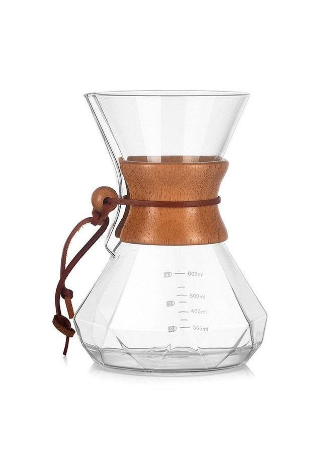 Generic - V60 Coffee Maker 600mL Glass Drip Coffee Pot Diamond Style Coffee Share Pot with Mark - Image 1