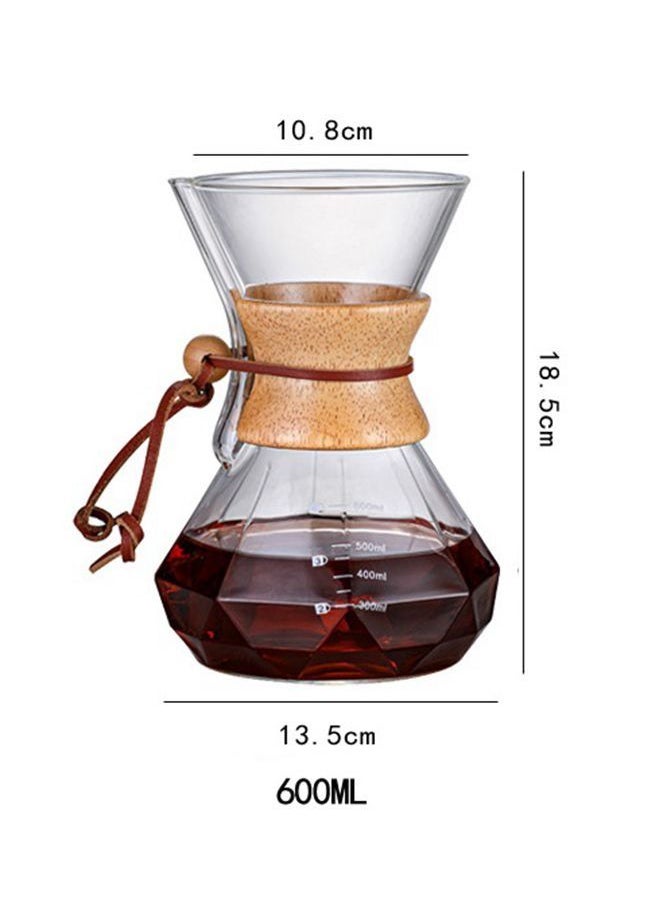 Generic - V60 Coffee Maker 600mL Glass Drip Coffee Pot Diamond Style Coffee Share Pot with Mark - Image 1