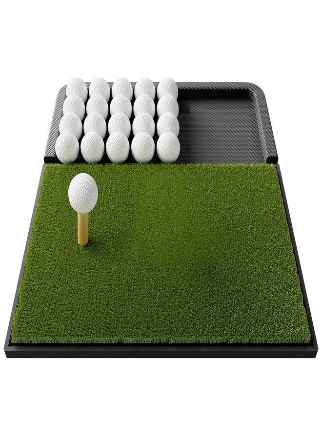 Ponsonbay Integrated Golf Mat with Ball Tray, Small Thickening Golf Mats Practice Outdoor & Indoor, Artificial Grass with Anti-Slip Rubber Bottom Mat for Driving, Chipping Swing - Image 1