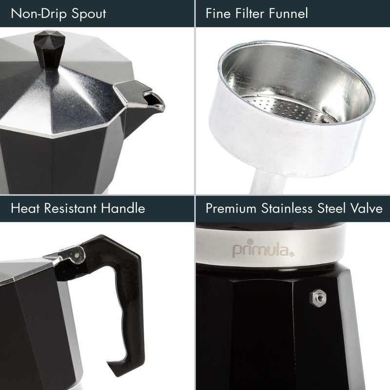 Primula Classic Stovetop Espresso and Coffee Maker, Moka Pot for Italian and Cuban CafÃ© Brewing, Greca Coffee Maker, Cafeteras, 6 Espresso Cups, Black - Image 4