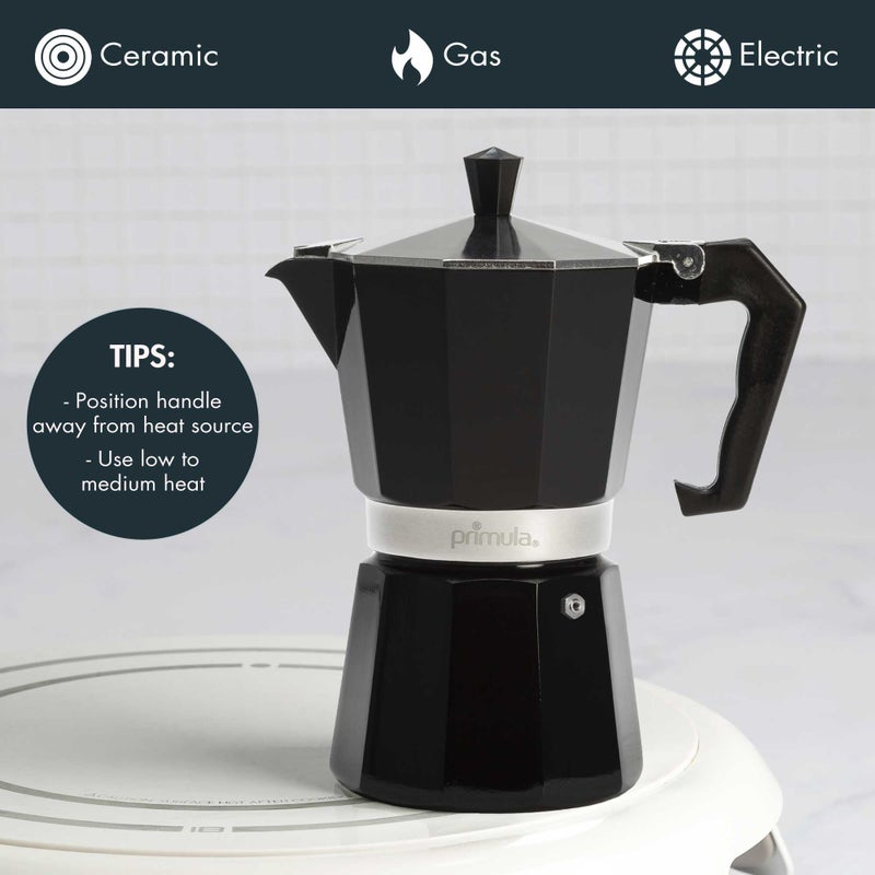 Primula Classic Stovetop Espresso and Coffee Maker, Moka Pot for Italian and Cuban CafÃ© Brewing, Greca Coffee Maker, Cafeteras, 6 Espresso Cups, Black - Image 3