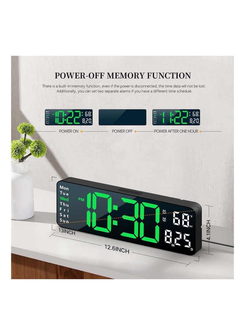 SYOSI Digital Wall Clock, Modern Digital Clock Desk Alarm Clock Chic Digital Clock for Bedroom, Large Wall Clock with Remote Control, Automatic Brightness Dimmer LED Clock with Date Temperature Week - Image 4