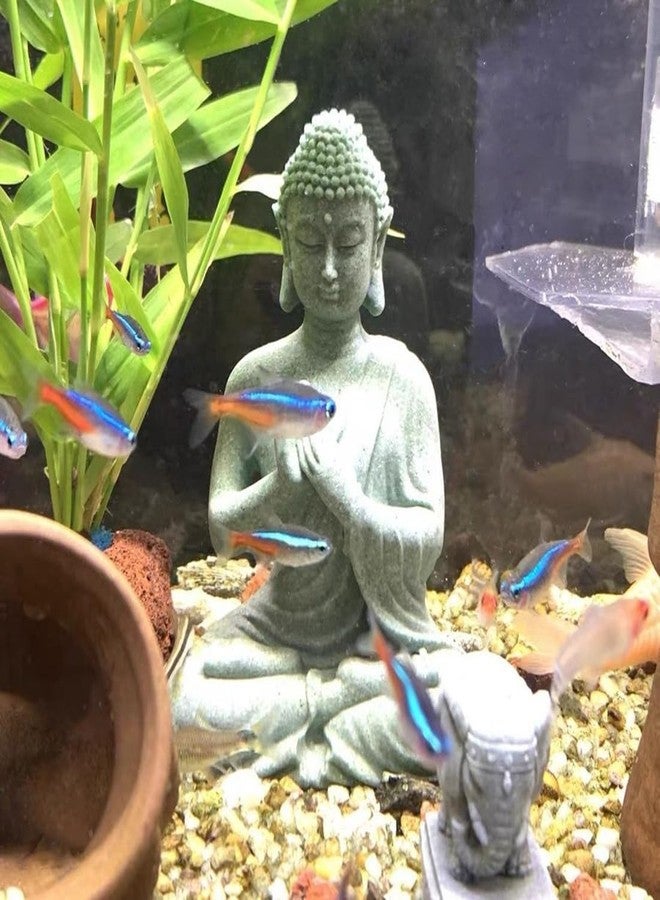 livelyfish Aquarium Buddha Statue Japanese Buddah Figurine Fish Tank Buda Sandstone Sculpture Zen Ornaments Underwater Landscape Decoration,Gift - Image 2