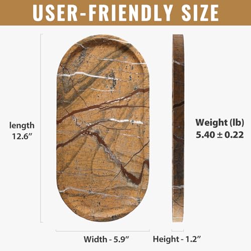 Koville Indian Natural Marble Decorative Tray 12x6 Countertop Organizer Catchall for Perfume Candles Jewelry - Image 3