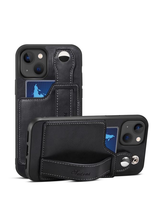 Suteni Case For iPhone 13 215 Wrist Strap PU Phone Case - Image 1