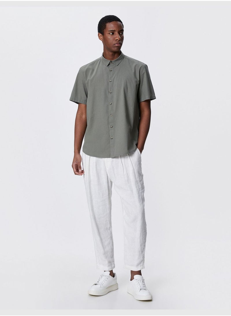 KOTON Basic Short Sleeve Shirt Classic Neck Buttoned Cotton  - Image 2