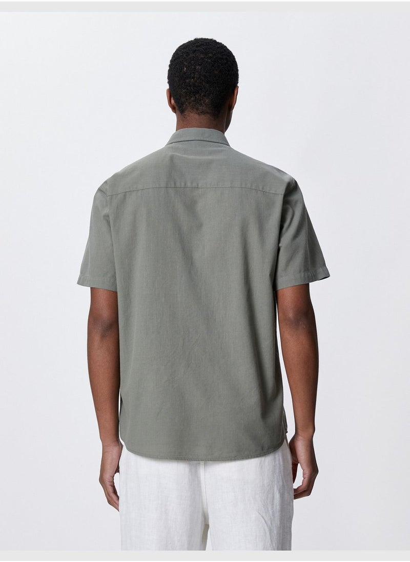 KOTON Basic Short Sleeve Shirt Classic Neck Buttoned Cotton  - Image 4