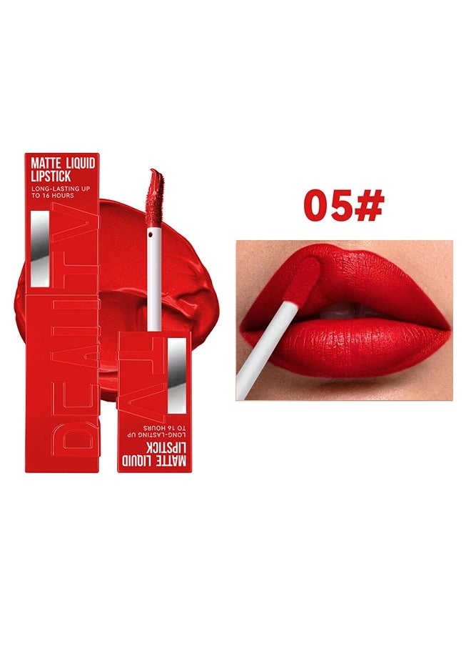 Julystar - Beauty Matte Liquid Lipstick Long Lasting Up To 16 Hous, New York Velvet Lip Gloss Lip Stain Can Let Your Lip Look Fuller(05#) - Image 1