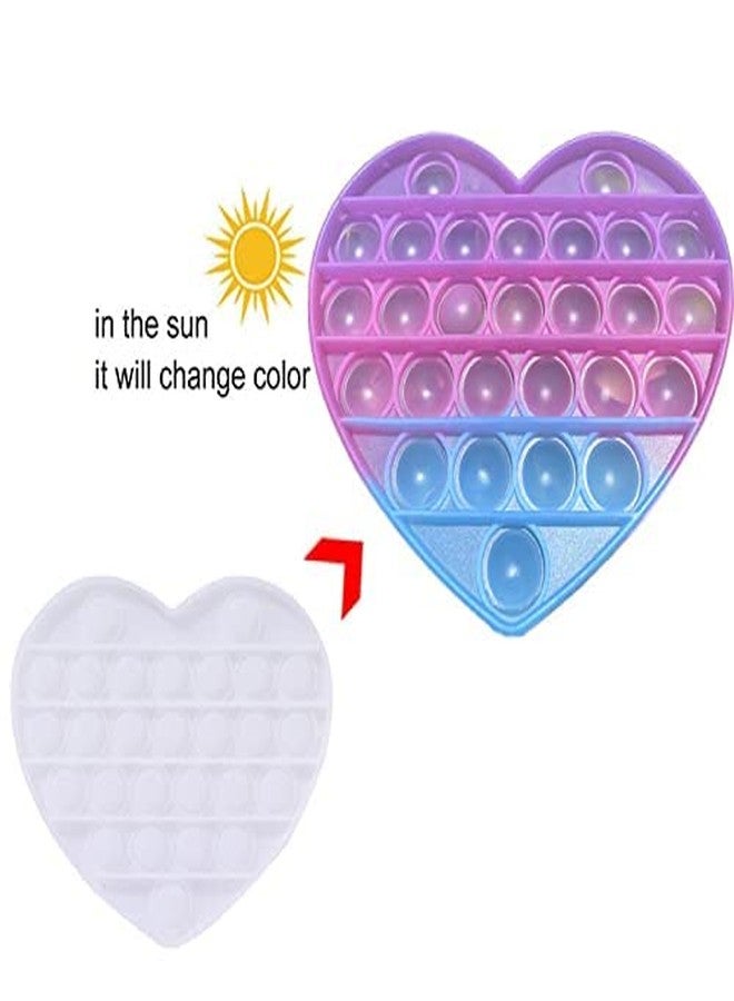 Tilak Venture Heart Shape Pop It Toy - Color Changing Rainbow Fidget Sensory Toy for Kids and Adults - Autism Stress Relief Push Pop Bubble Game - Image 2