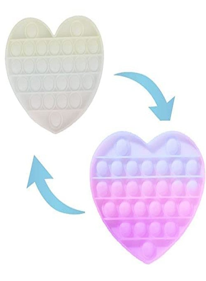Tilak Venture Heart Shape Pop It Toy - Color Changing Rainbow Fidget Sensory Toy for Kids and Adults - Autism Stress Relief Push Pop Bubble Game - Image 1