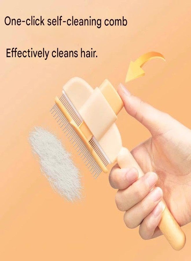 SADMAX Pet Hair Comb with Release Button - Stainless Steel Slicker Brush for Dogs & Cats | Detangling, Deshedding & Grooming Brush for Long & Short Hair | Gentle Undercoat Rake for Shedding & Flea Removal - Image 2