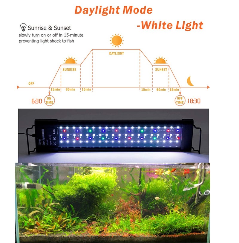 hygger Auto On Off 48-55 Inch LED Aquarium Light Extendable Dimable 7 Colors Full Spectrum Light Fixture for Freshwater Planted Tank Build in Timer Sunrise Sunset - Image 4