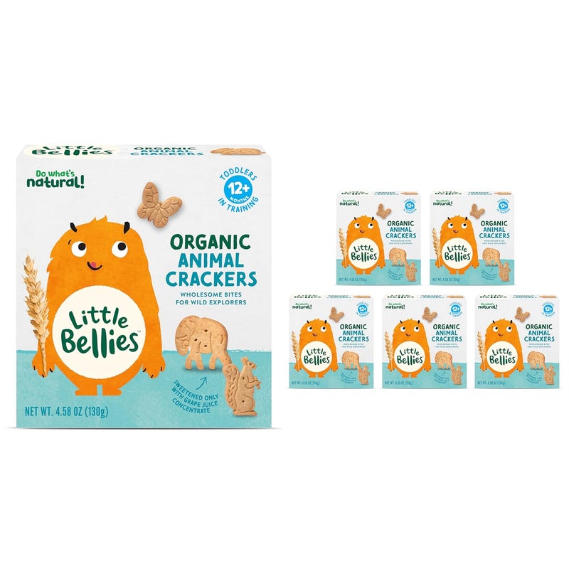 Little Bellies Organic Animal Crackers Toddler Snack Pack of 5 x 458 oz Individual Packs - Image 1