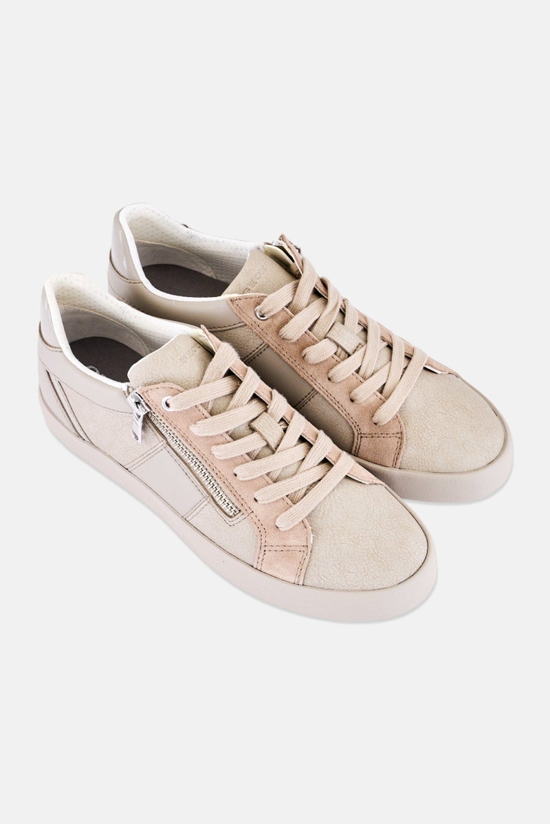 GEOX Women Lace Up Casual Shoes, Beige - Image 2