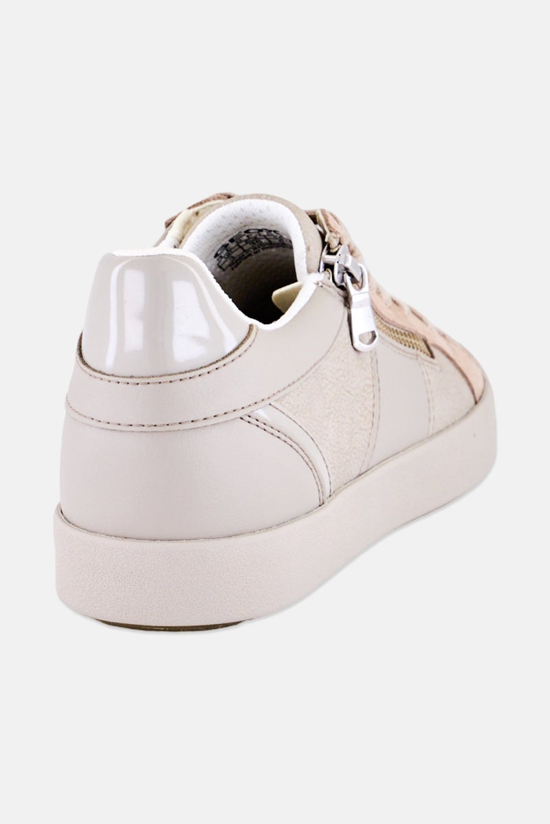 GEOX Women Lace Up Casual Shoes, Beige - Image 3