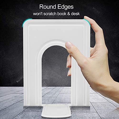 HappyHapi Book Ends, Non-Skid Metal Bookend Supports for Shelves, Heavy Duty Book End, Office Book Stopper, 6 x 5 x 6 Inches, 14 Pieces / 7 Pairs (White) - Image 4
