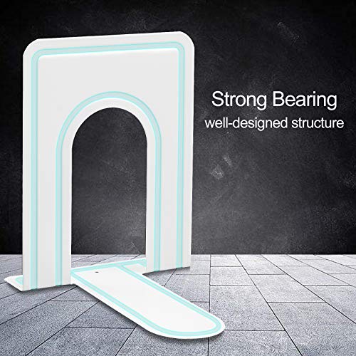 HappyHapi Book Ends, Non-Skid Metal Bookend Supports for Shelves, Heavy Duty Book End, Office Book Stopper, 6 x 5 x 6 Inches, 14 Pieces / 7 Pairs (White) - Image 3