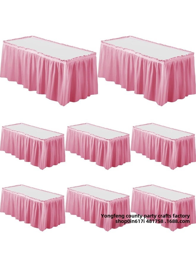 Disposable Waterproof And Oil-proof PE Plastic Tablecloth Table Skirt Pleated Tablecloth Anti-wrinkle Plastic Ruffled Table Skirt-Color:Yellow  - Image 2