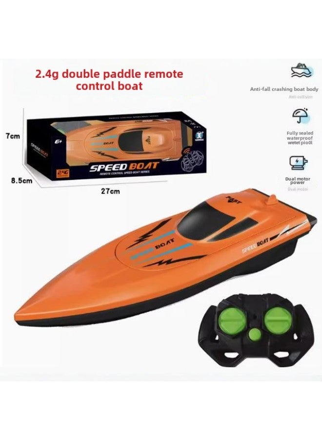 Children's Remote Control Boat Toy Can Be Launched High-speed Speedboat 2.4G Simulation Electric Ship Boy Water Boat Model-Color:Upgraded 2.4G Green  Waterproof - Image 3