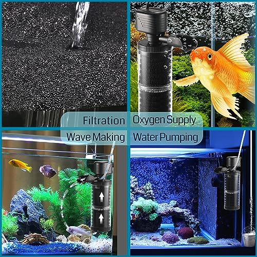 SainSmart XpertMatic 15W Aquarium Filter 2 Stages 238 GPH (900L/h) for Up to 70 Gallon Fish Tank, Submersible Internal Tank Filter and Water Pump, Power Filter for Fish Tank, Aquarium, Pond - Image 4