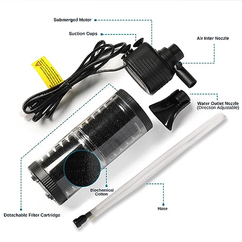 SainSmart XpertMatic 15W Aquarium Filter 2 Stages 238 GPH (900L/h) for Up to 70 Gallon Fish Tank, Submersible Internal Tank Filter and Water Pump, Power Filter for Fish Tank, Aquarium, Pond - Image 5
