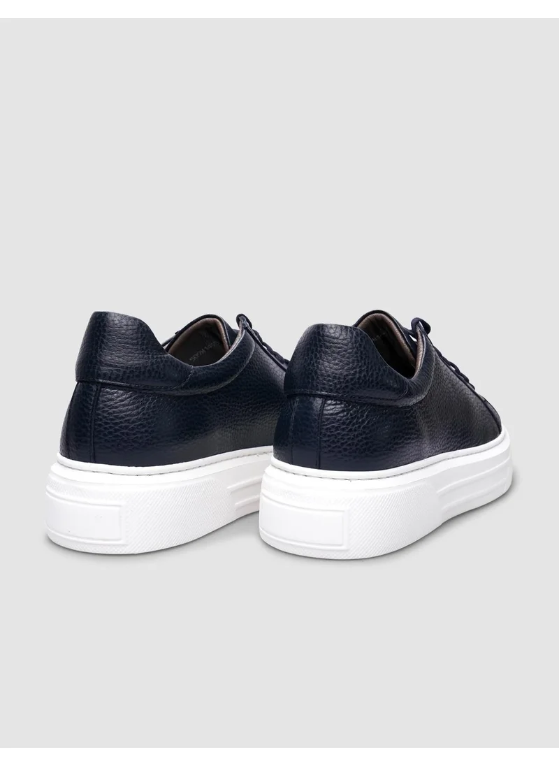 كاباني Leather Navy Blue Lace-Up Men's Shoes