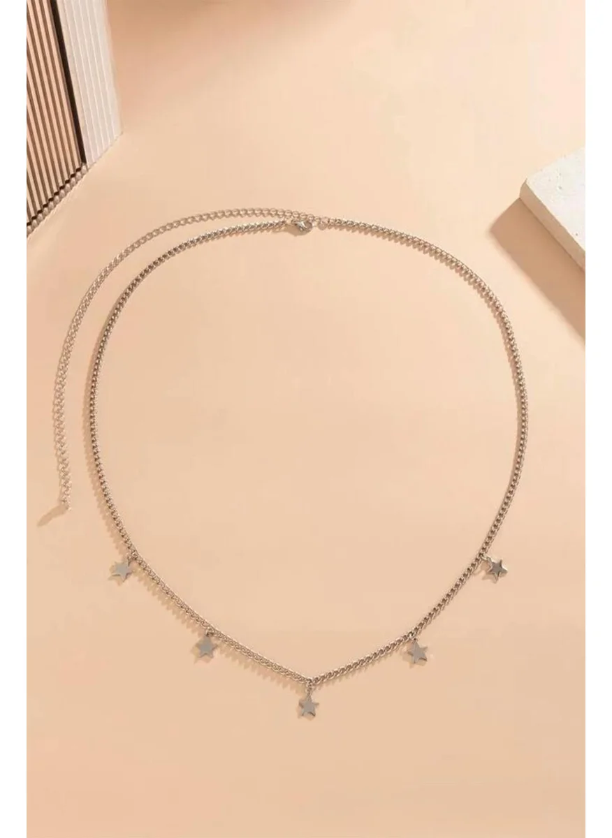 Bahels Silver Color Star Detailed Waist Chain