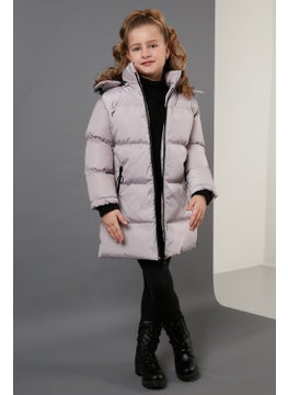 Lela Plush Lined Faux Fur Collar Removable Hooded Winter Coat Girls' Coat 5760072  - Image 1