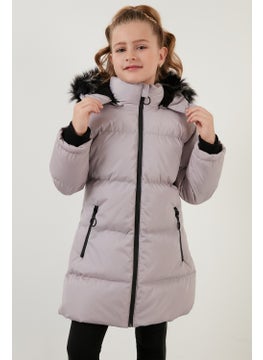 Lela Plush Lined Faux Fur Collar Removable Hooded Winter Coat Girls' Coat 5760072  - Image 3