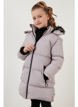 Lela Plush Lined Faux Fur Collar Removable Hooded Winter Coat Girls' Coat 5760072  - Image 4